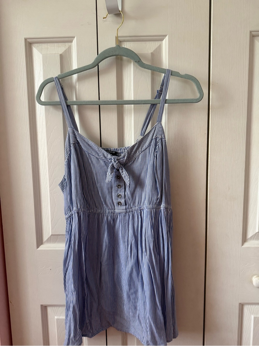torrid Blue and White Striped Tie-Front Tank Dress